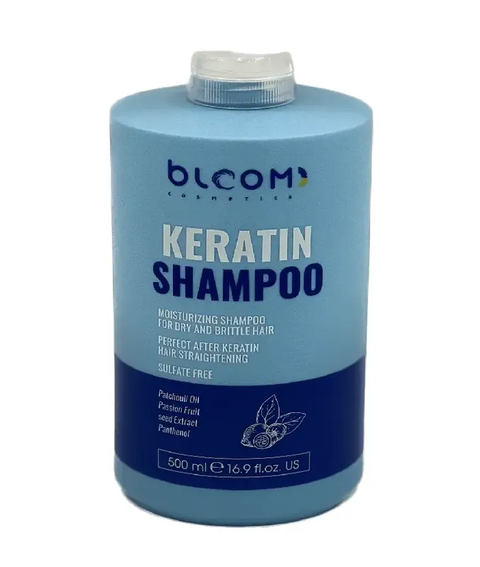 Шампунь безсульфатний для нормального та жирного типу шкіри голови Bloom keratin 500 ml
